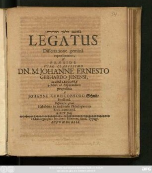 1: Legatus ... Disputatio ...