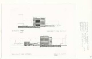 Kaufhaus Tauentzien, Berlin-Charlottenburg (Diplomarbeit bei Peter Poelzig): Ansichten von Osten und Süden 1:200