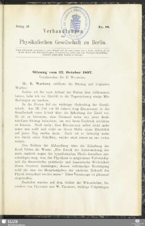 Sitzung vom 22. October 1897