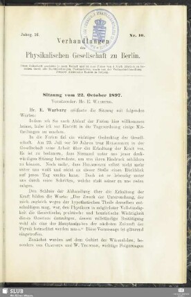 Sitzung vom 22. October 1897