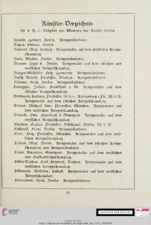 Künstler-Verzeichnis
