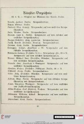 Künstler-Verzeichnis