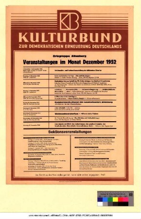 Originaltitel: Veranstaltungen im Monat Dezember 1952