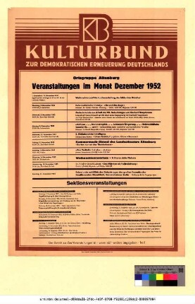 Originaltitel: Veranstaltungen im Monat Dezember 1952