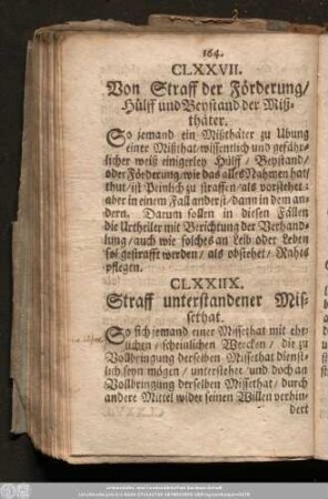 CLXXIIX. Straff unterstandener Missethat.