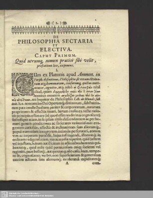 Caput Primum. Quid utrumq[ue] nomen praecise sibi velit, praefationis loco, exponens