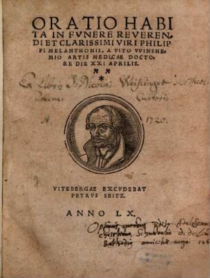 Oratio Habita In Fvnere Reverendi Et Clarissimi Viri Philippi Melanthonis