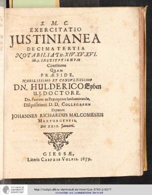 Exercitatio Justinianea Decimatertia