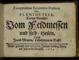 Compendium Geometriae Practicae, sive, Planimetria