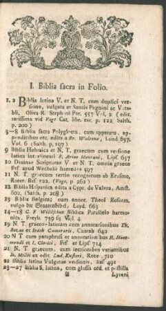 I. Biblia sacra