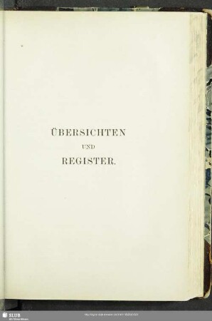 Übersichten und Register