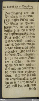 Dancksagung vor die Vergebung der Sünden