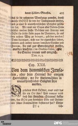 Cap. XXII. Von dem himmlischen Jerusalem, oder dem Himmel der ewigen Herrlichkeit...