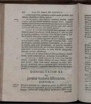 Consultatio XI de iuvene variolis laborante
