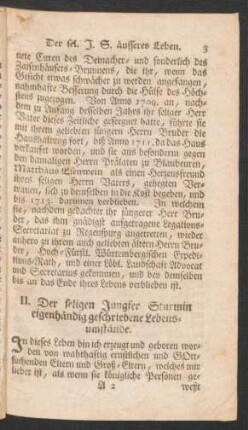 II. Der seligen Jungfer Sturmin eigenhändig geschriebene Lebensumstände.