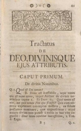 Tractatus De Deo, Divinisque Ejus Attributis.