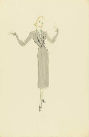 Dame in grauem Kleid