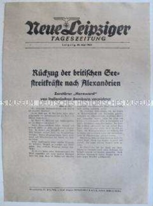 Extrablatt der "Neuen Leipziger Tageszeitung" zu Kämpfen in Nordafrika und im östlichen Mittelmeer