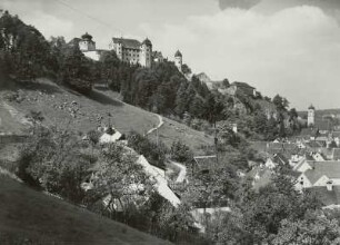 Harburg. Stadtansicht mit Schloß und Wörnitz von Südost
