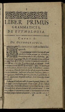Liber Primus Grammatices, De Etymologia.
