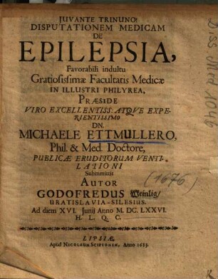 Disputationem Medicam De Epilepsia