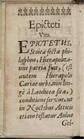 Epicteti Vita