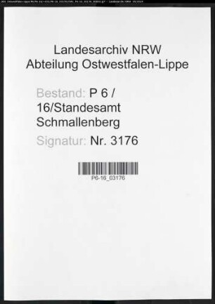 Sterberegister Standesamt Schmallenberg