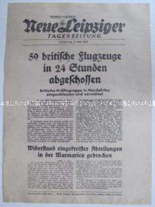 Extrablatt der "Neuen Leipziger Tageszeitung" u.a. zum Luftkampf über Nordafrika