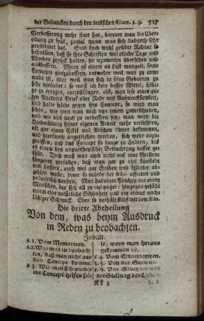 Die dritte Abtheilung. Von dem, was beym Ausdruck in Reden zu beobachten.
