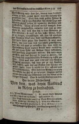 Die dritte Abtheilung. Von dem, was beym Ausdruck in Reden zu beobachten.
