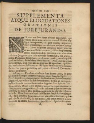 Supplementa Atque Elucidationes Orationis De Jurejurando