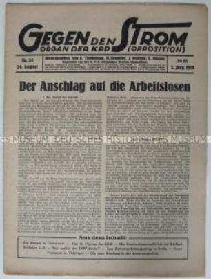 Wochenzeitung der KPD (Opposition) u.a. zum Plenum des EKKI