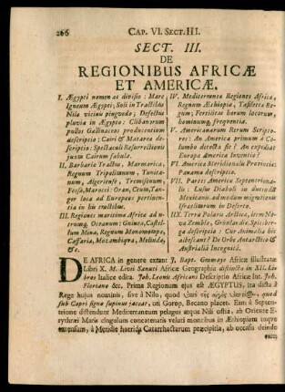 Sect. III. De Regionibus Africae Et Americae.