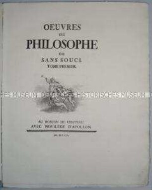Philosophische Werke Friedrichs des Großen (Le Palladion. Poeme grave, Chant I-VI)