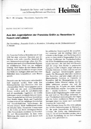Nr. 9. 85. Jahrgang. Neumünster, September 1978.