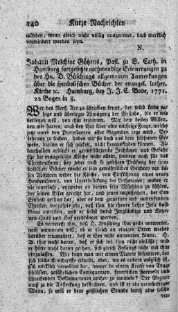 Fortgesetzte nothwendige Erinnerungen zu des Hrn. D. Büschings allgemeinen Anmerkungen über die symbolischen Bücher der evangelisch-lutherischen Kirche.