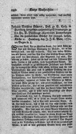 Fortgesetzte nothwendige Erinnerungen zu des Hrn. D. Büschings allgemeinen Anmerkungen über die symbolischen Bücher der evangelisch-lutherischen Kirche.
