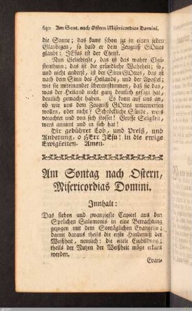 Am Sonntag nach Ostern, Misericordias Domini.