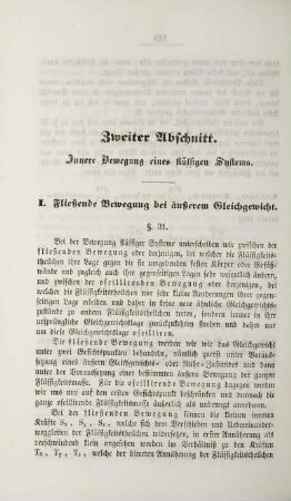 Zweiter Abschnitt. Innere Bewegung eines flüssigen Systems.