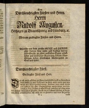 269-276, Zuschrift. Dem durchlauchtigsten Fürsten und Herrn, Herrn Rudolff Augusten, [...]