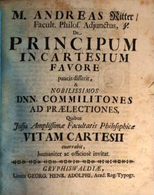 De principum in Cartesium favore