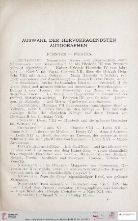Auswahl der hervorragendsten Autographen