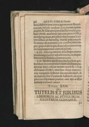 Titul. XXIII. De Tutelis Et Iuribus Liberorum Ac Pupillorum Illustrium Germaniae.