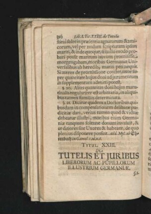 Titul. XXIII. De Tutelis Et Iuribus Liberorum Ac Pupillorum Illustrium Germaniae.