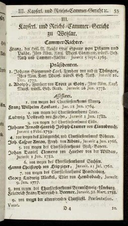 III. Kayserl. und Reichs-Cammer-Gericht zu Wetzlar