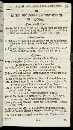 III. Kayserl. und Reichs-Cammer-Gericht zu Wetzlar