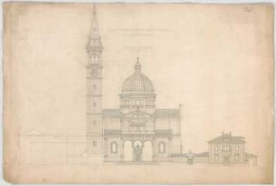 Thiersch, August ; München - Schwabing; Kath. Pfarrkirche St. Ursula - Nordfassade (Ansicht)