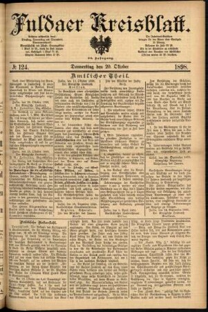 Erste Ausgabe vom Donnerstag, den 20. Oktober 1898.