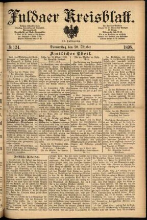 Erste Ausgabe vom Donnerstag, den 20. Oktober 1898.