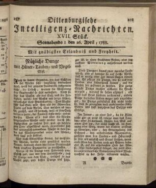 XVII. Stück. Sonnabends : den 26. April, 1788.